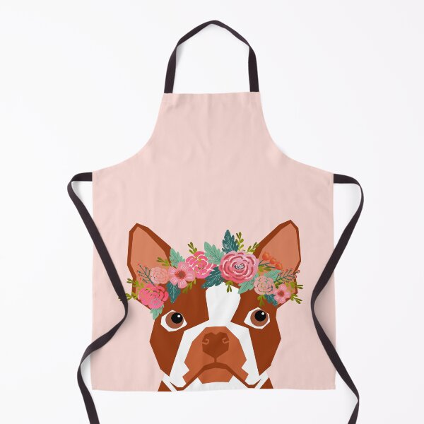 Artikelvorschau, Red Liver Boston Terrier floral crown - boston terrier, flower crown, flower, pink, pink floral, cute dog, dogs, pet, entworfen und verkauft von PetFriendly.