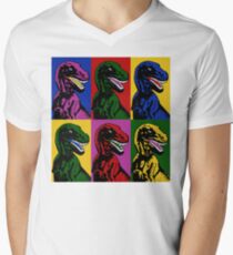 Camiseta para hombre de cuello en v Dinosaur Pop Art