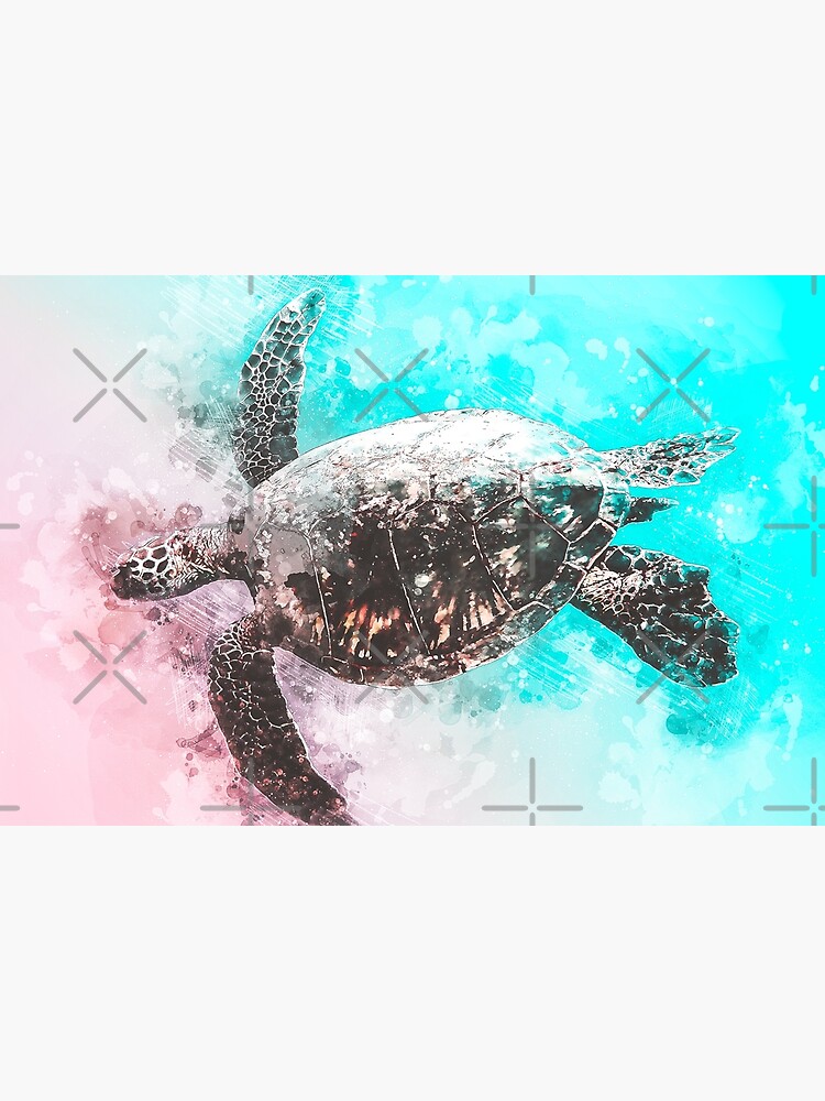 Disover Sea Turtle Watercolor Painting Bath Mat