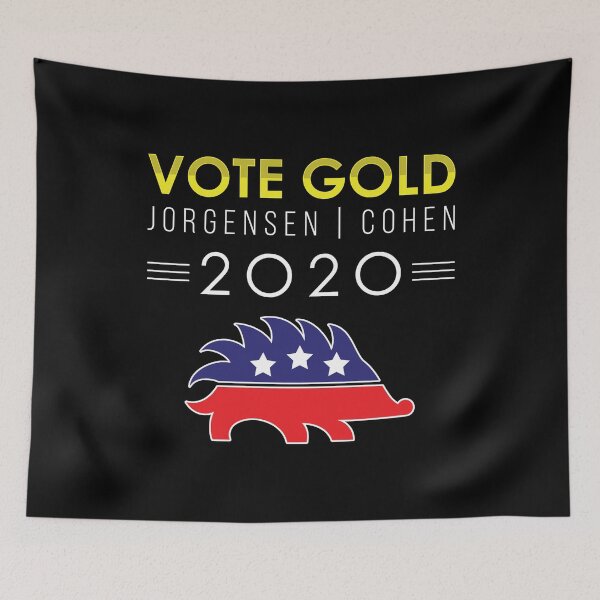 Item preview, Vote Gold Libertarian Porcupine Jorgensen Cohen 2020 print designed and sold by jakehughes2015.