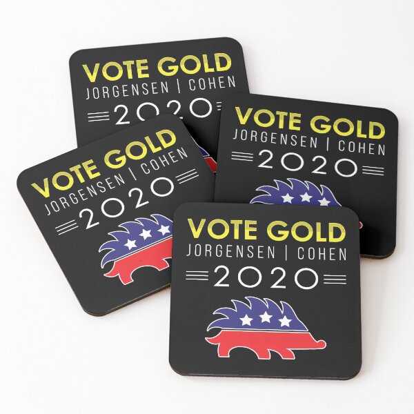 Item preview, Vote Gold Libertarian Porcupine Jorgensen Cohen 2020 print designed and sold by jakehughes2015.