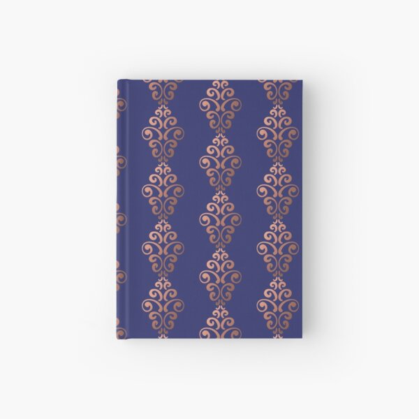Golden Damask Pattern - Classic Gold and Blue Hardcover Journal