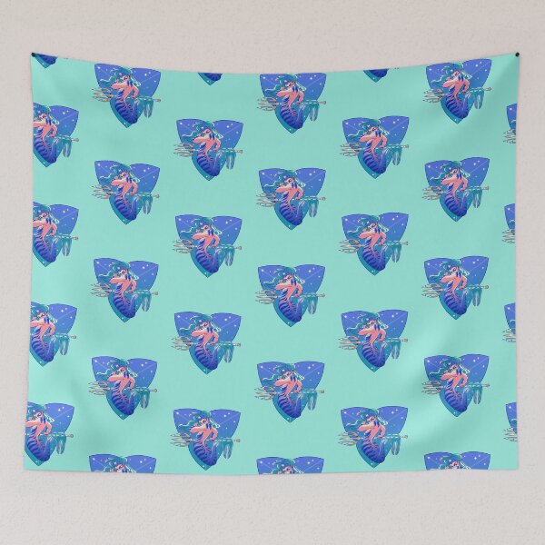 Item preview, Blue and Green Elvish Mermaid Holding a Trident with a Starry Background designed and sold by kbircham.