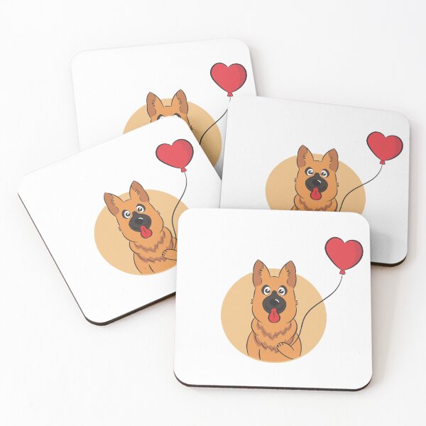 Item preview, German Shepherd Holding A Red Balloon designed and sold by dogMematic.