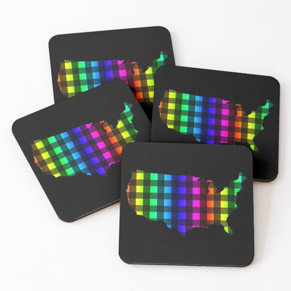 Item preview, The United States in Black and Rainbow Buffalo Plaid designed and sold by Bumblefuzzies.