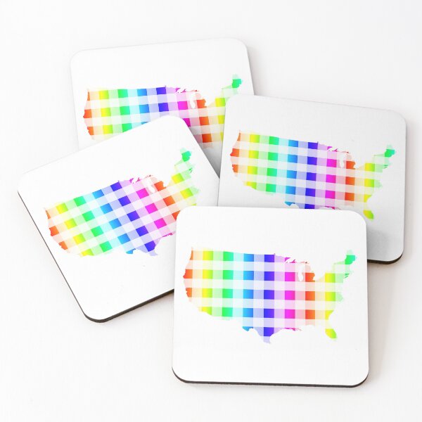 Item preview, The United States in White and Rainbow Buffalo Plaid designed and sold by Bumblefuzzies.