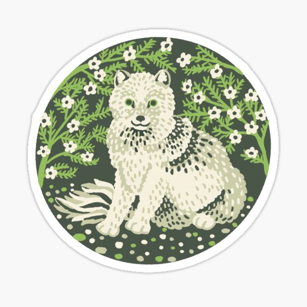 Cute Arctic Fox Art Sticker