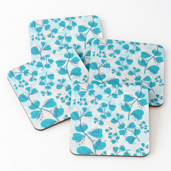 Item preview,  Repeating abstract leaf pattern teal designed and sold by SophieMulford.