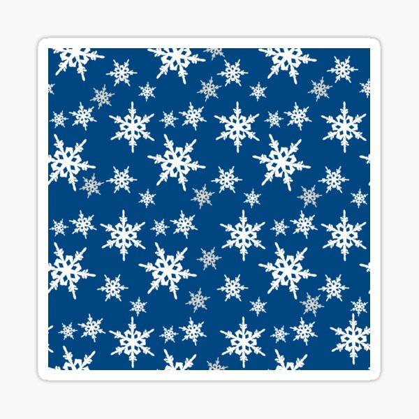 Classic Blue with Silver and Ivory Christmas Snowflakes Sticker