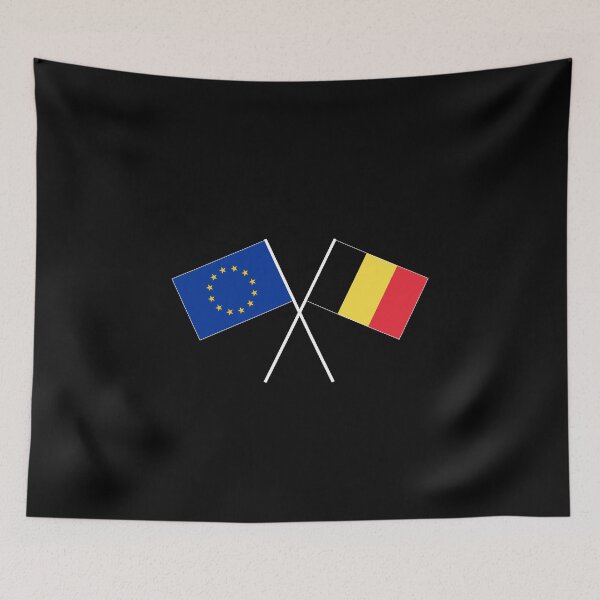 Item preview, Belgium Europe EU flag crossed flag designed and sold by GeogDesigns.