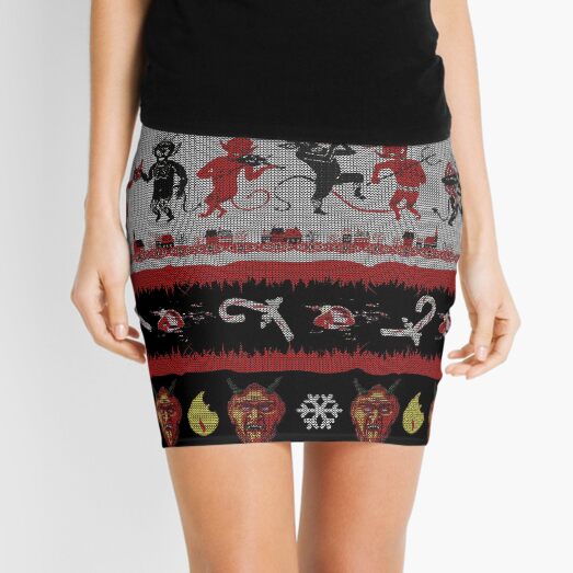 Krampus Christmas Gifts Presents The Krampus The Christmas Devil Having A Partying Krampus Ugly Christmas Sweater Mini Skirt