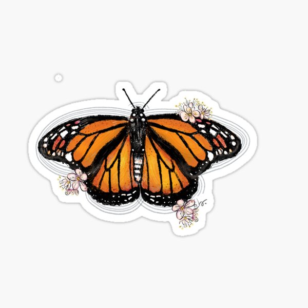 Monarch Butterfly with Blooms Sticker