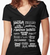 Heavy Metal-style Classical Composers Women's Fitted V-Neck T-Shirt