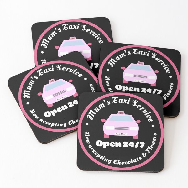 Item preview, Mum’s Taxi Service in pink, accepting Chocolate & Flowers designed and sold by Funful.