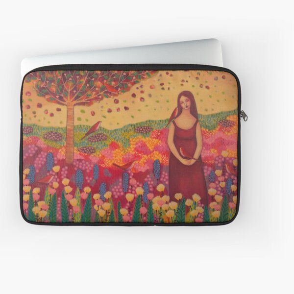 Woman with Birds Laptop Sleeve