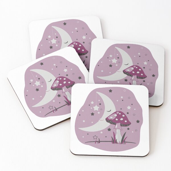 Item preview, Sleeping moon and mushroom surrounded by stars. designed and sold by floraaplus.