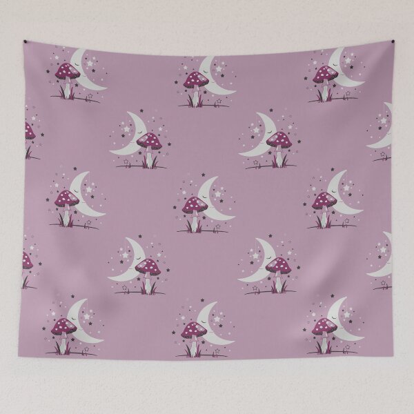 Item preview, Sleeping moon and mushroom surrounded by stars. designed and sold by floraaplus.