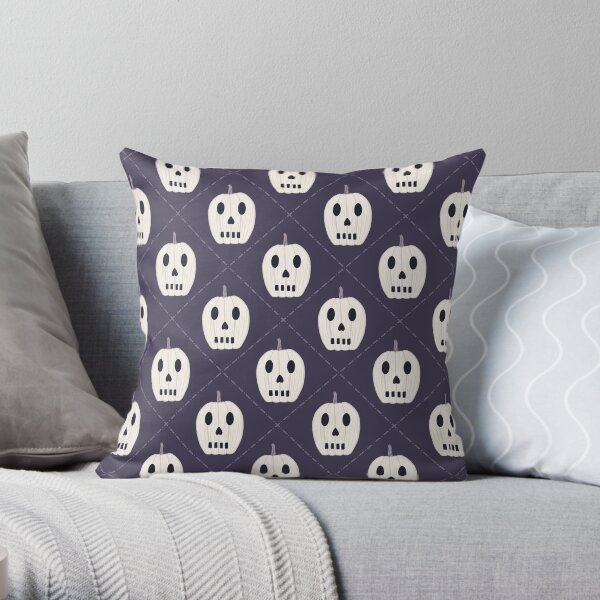 Pumpkin Skull Pattern Throw Pillow