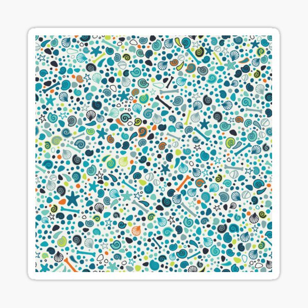 Mini Fossils - Teal on white - fun pattern by Cecca Designs Sticker