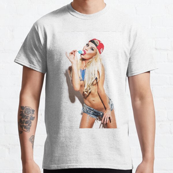 Fine Erotic Art Photography Poster Print - "Modern Pinup, Red, White and Blue - Popcicle" Featuring a Hot Blonde Bikini Model - Tshirts - Mugs - Phone Cases and More. Classic T-Shirt
