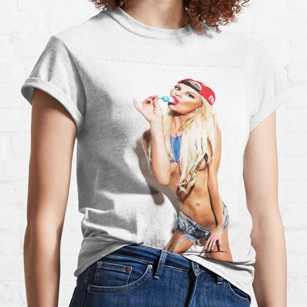 Fine Erotic Art Photography Poster Print - "Modern Pinup, Red, White and Blue - Popcicle" Featuring a Hot Blonde Bikini Model - Tshirts - Mugs - Phone Cases and More. Classic T-Shirt