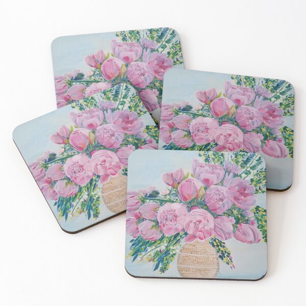 Item preview, Pink peonies in a golden vase 'A bouquet of Peonies' designed and sold by Catherine Bhogal (Cox).