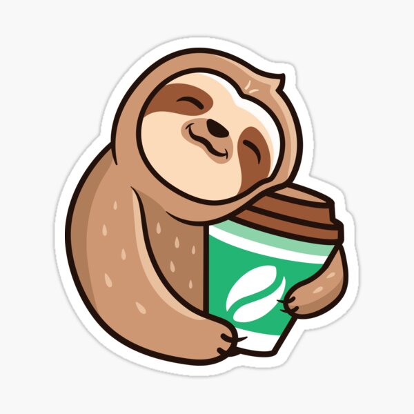 Funny sloth with coffee Sticker