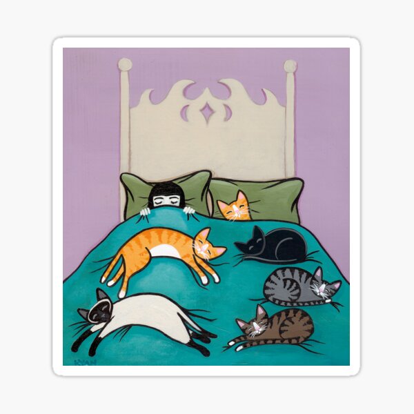 Bed Time with Cats Sticker