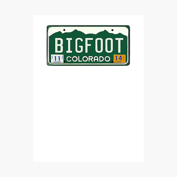Bigfoot Colorado License Plate Photographic Print