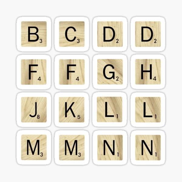 "Scrabble Tile Sticker Pack - Consonants B - N" Sticker For Sale By ...