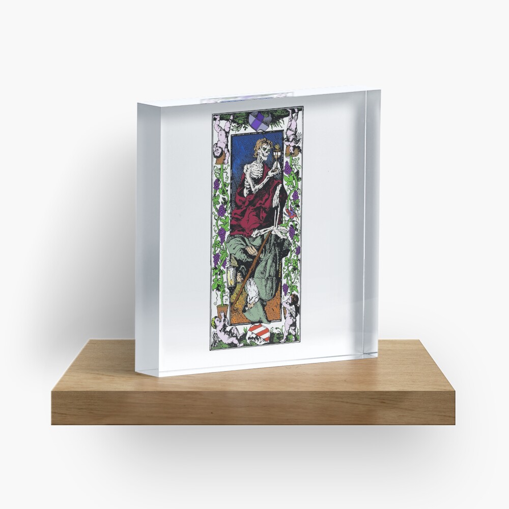 The Hermit Reversed Tarot Card And The Upright Death Skeleton Tarot Card Design Acrylic Block