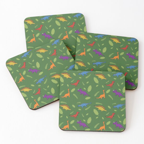 Cartoon Dinosaur Pattern Coasters (Set of 4)