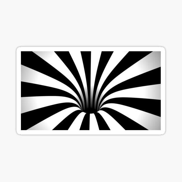 Optical Illusion Black Hole Lines Black White Sticker For Sale By Hyproinc Redbubble