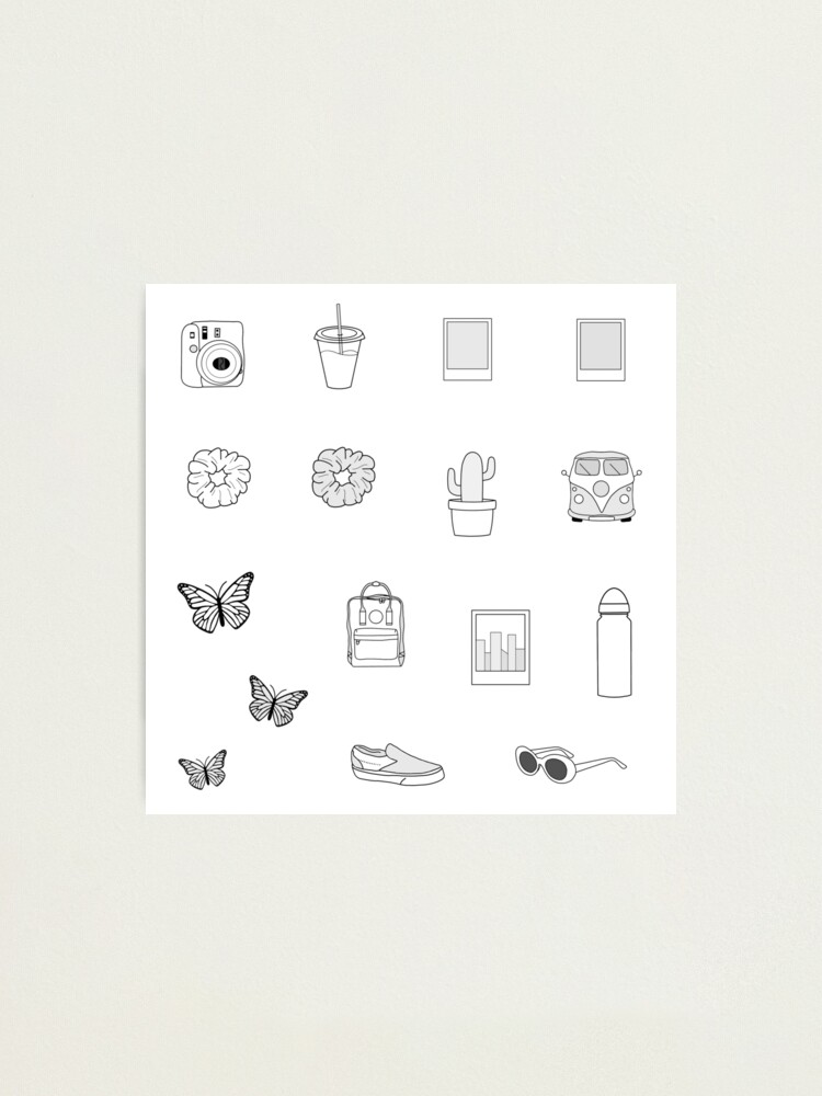 White Aesthetic Sticker Pack Photographic Print for Sale by The