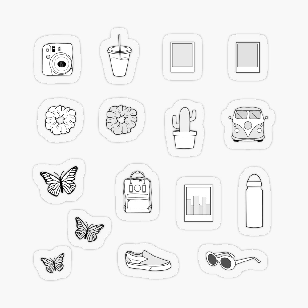 White Aesthetic Sticker Pack Photographic Print for Sale by The-Goods