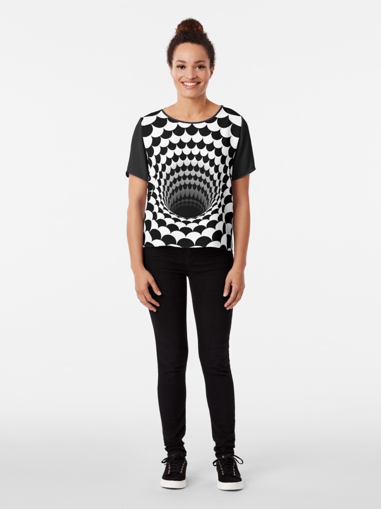 Optical Illusion Black Hole Scales Black White T Shirt By Hyproinc Redbubble