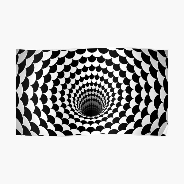 Optical Illusion Black Hole Scales Black White Poster For Sale By Hyproinc Redbubble