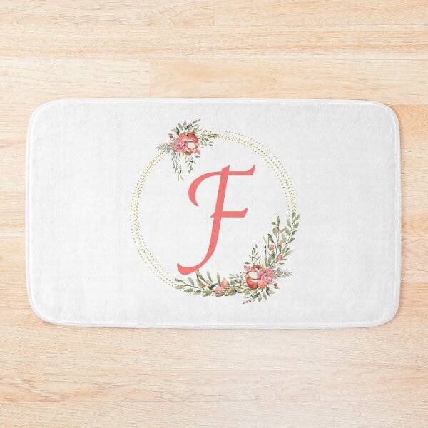 Item preview, Pink Coral Floral Wreath Bouquet Monogram Letter F designed and sold by TheFamilyVan.