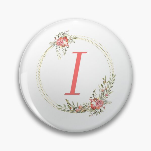 Item preview, Pink Coral Floral Wreath Bouquet Monogram Letter I designed and sold by TheFamilyVan.