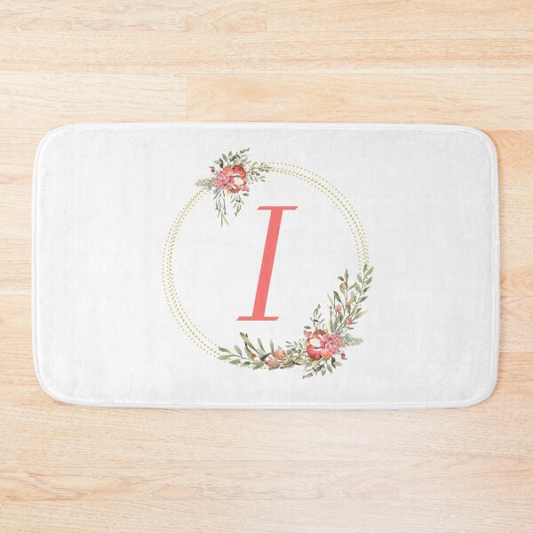 Item preview, Pink Coral Floral Wreath Bouquet Monogram Letter I designed and sold by TheFamilyVan.
