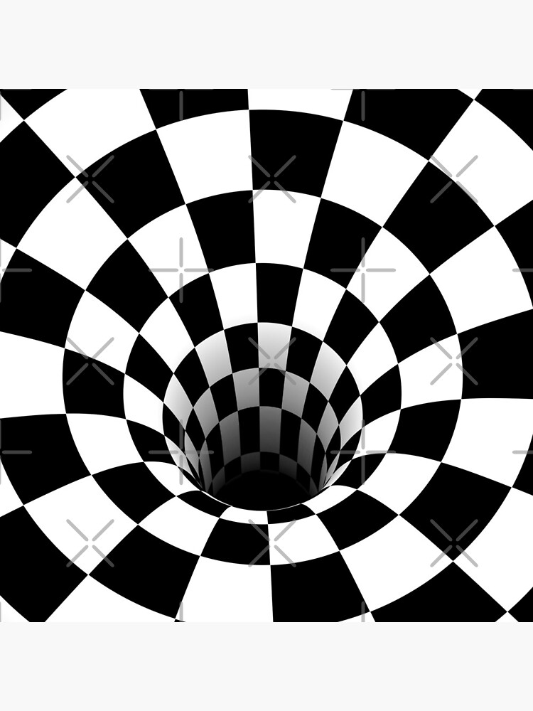 Optical Illusion Black Hole Checkerboard Black White Acrylic Block For Sale By Hyproinc