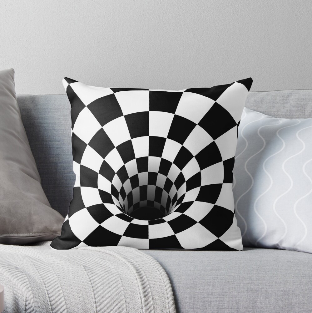 Optical Illusion Black Hole Checkerboard Blackwhite Throw Pillow For Sale By Hyproinc 