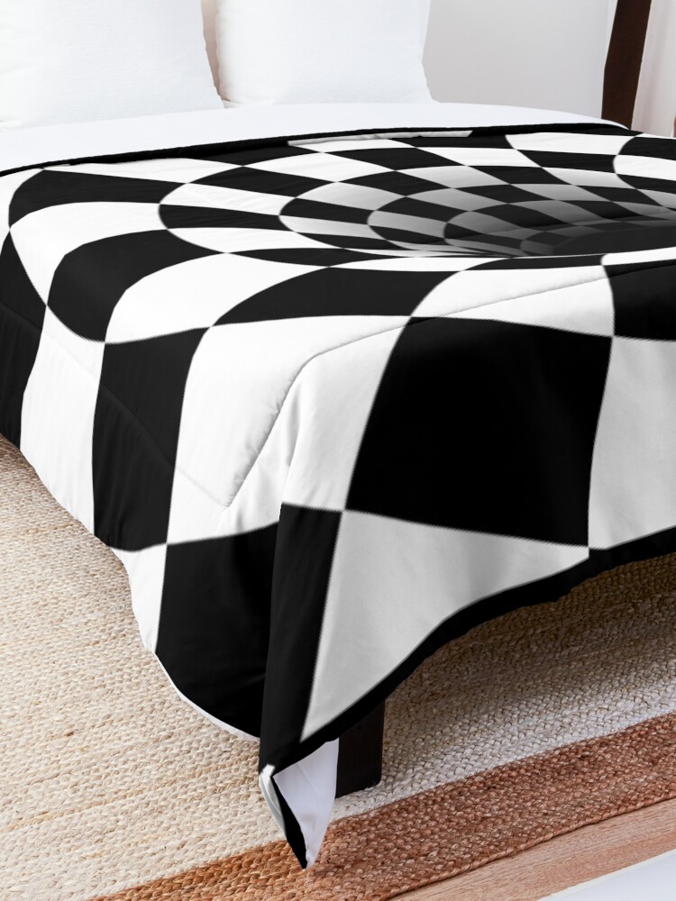 optical-illusion-black-hole-checkerboard-black-white-comforter-by-hyproinc-redbubble