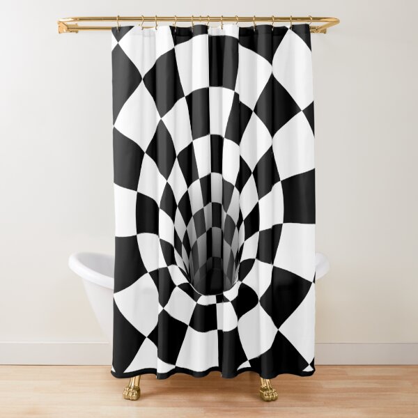 Optical Illusion Black Hole Checkerboard (Black/White) Shower Curtain