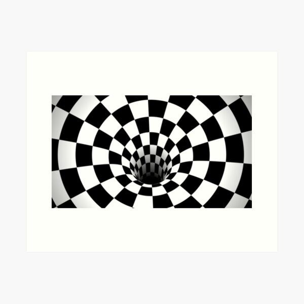 Aperçu de l'œuvre Damier Trou Noir Illusion Optique (Noir / Blanc) créée et vendue par hyproinc.