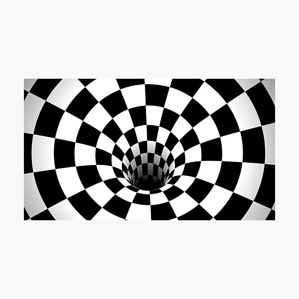 Optical Illusion Op Art Radial Stripes Warped Black Hole Rug by BJORLIE