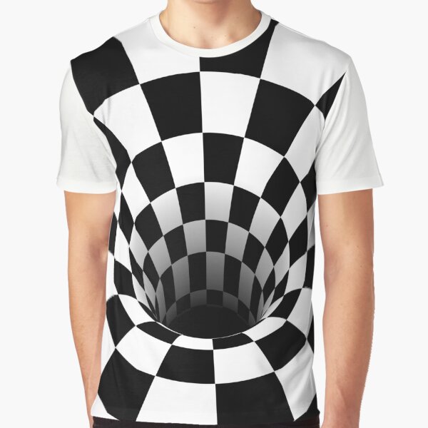 Optical Illusion Black Hole Checkerboard (Black/White) Graphic T-Shirt