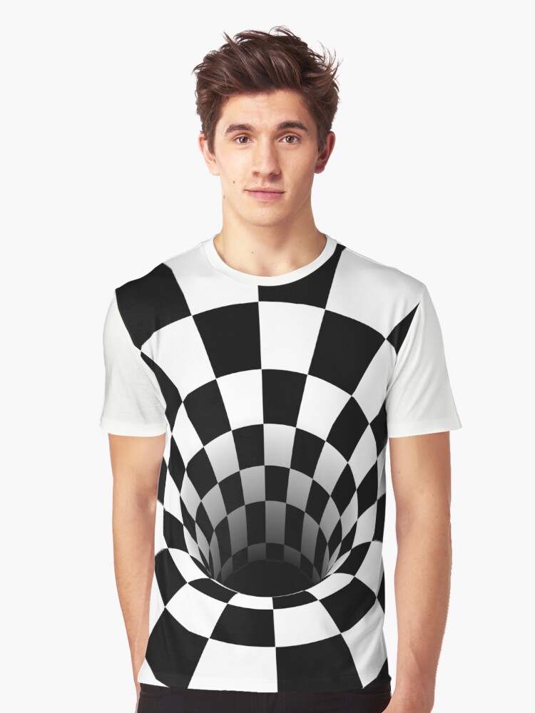 Optical Illusion Black Hole Checkerboard (Black/White