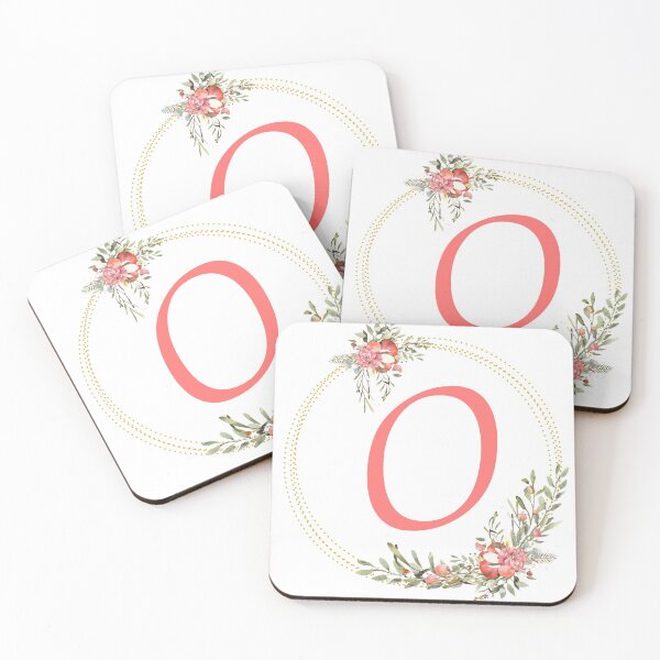 Item preview, Pink Coral Floral Wreath Bouquet Monogram Letter O designed and sold by TheFamilyVan.