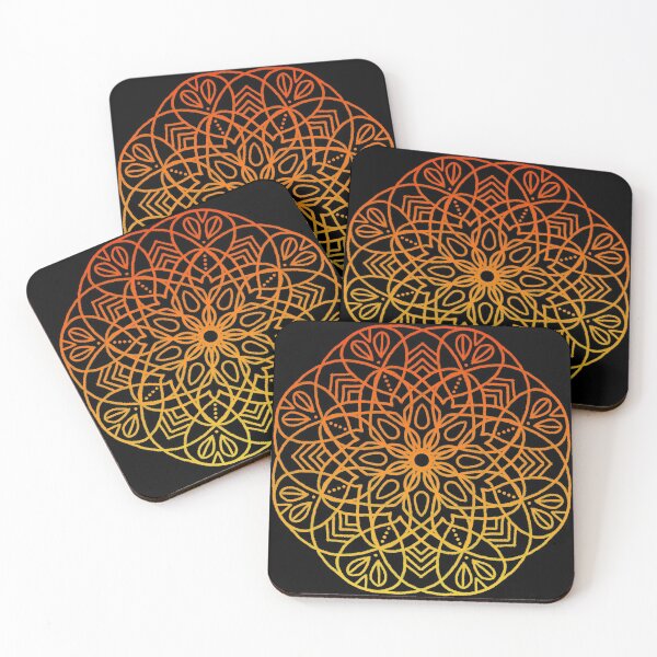 Item preview, Flower Mandala in Red-Yellow Gradient Black Background designed and sold by cosmicmouse.